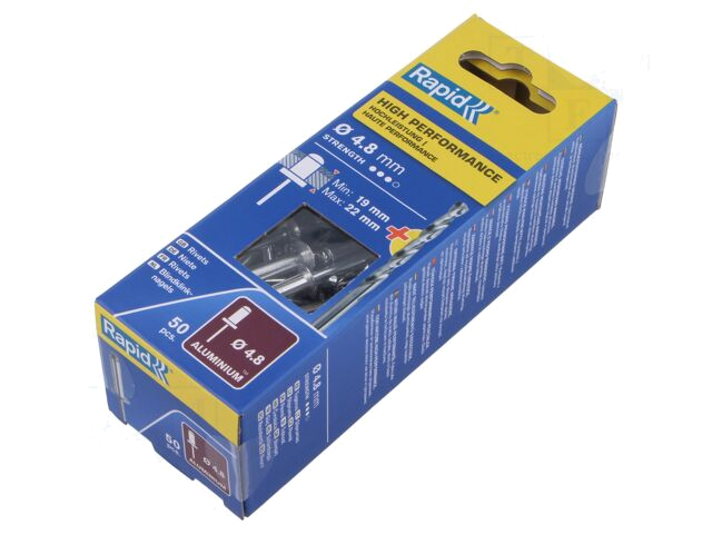Klinkn; aluminium; Diam.klinkn: 4,8mm; L.klinknagel: 25mm; 50st. Klinkn; aluminium; Diam.klinkn: 4,8mm; L.klinknagel: 25mm; 50st.